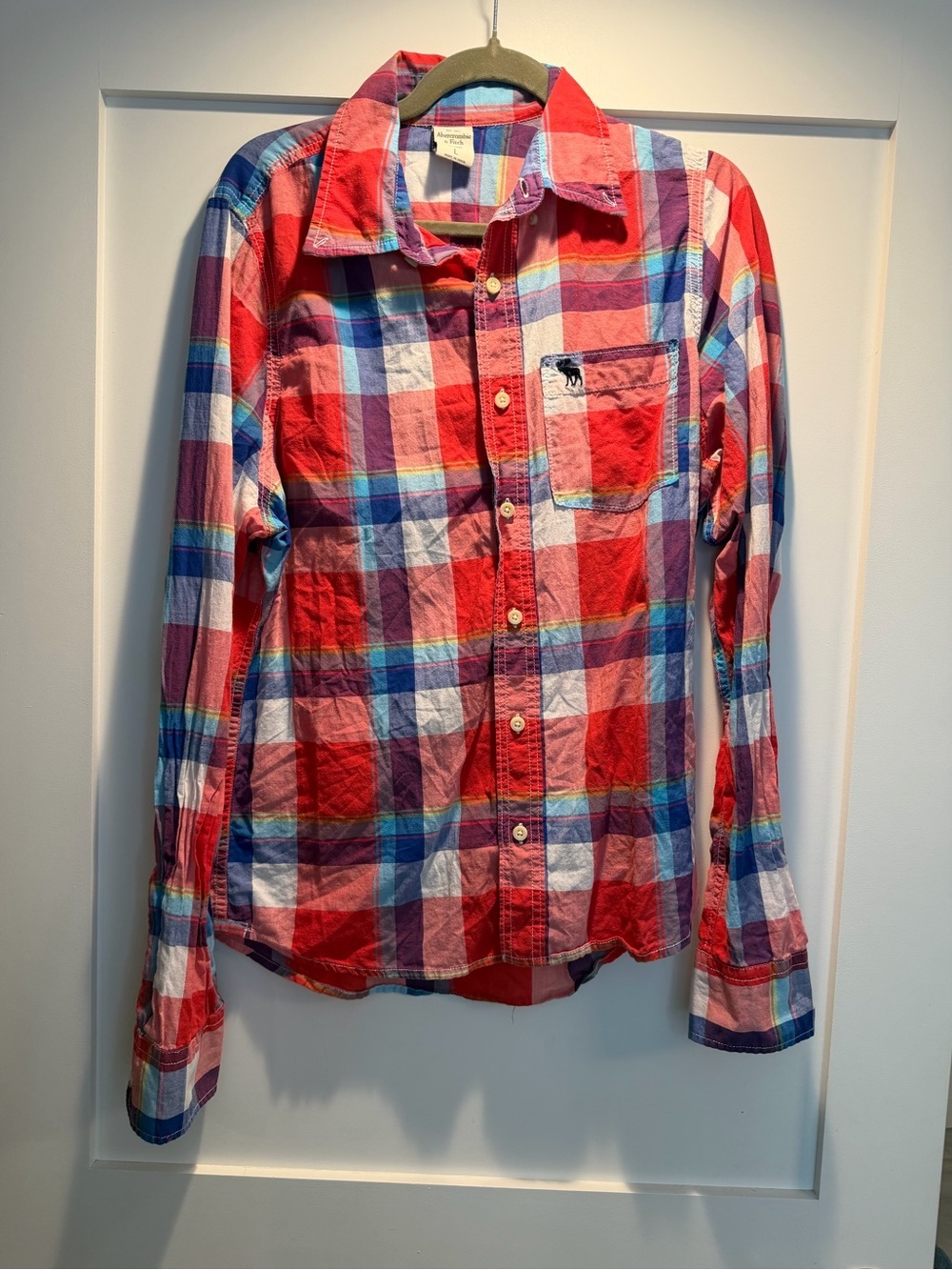 Abercrombie and Fitch Red Plaid Button-Up Shirt